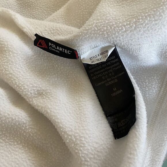 Marmot Womens White full zip fleece jacket pockets Thumb Holes Polartec Size Med - Picture 11 of 12